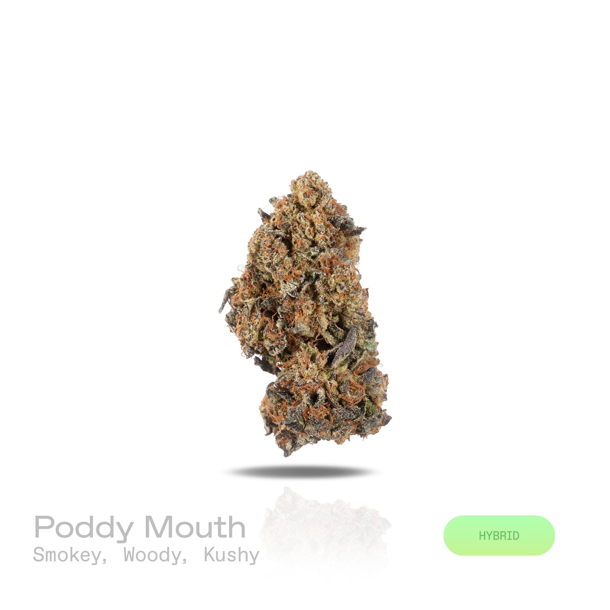 PUFFY Poddy Mouth is a balanced hybrid THCa strain created from the renowned pairing of Humboldt Pound Cake and Mtn Top Mint. The aroma is a rich, smoky blend with deep woody undertones and classic Kushy notes that linger enticingly with every inhale. Visually, dense apple green buds with purple hues and fiery orange pistils are coated in sticky trichomes. Visually, dense deep forest green buds with purple hues and fiery orange pistils are coated in sticky trichomes. Consumers often report a euphoric, uplif