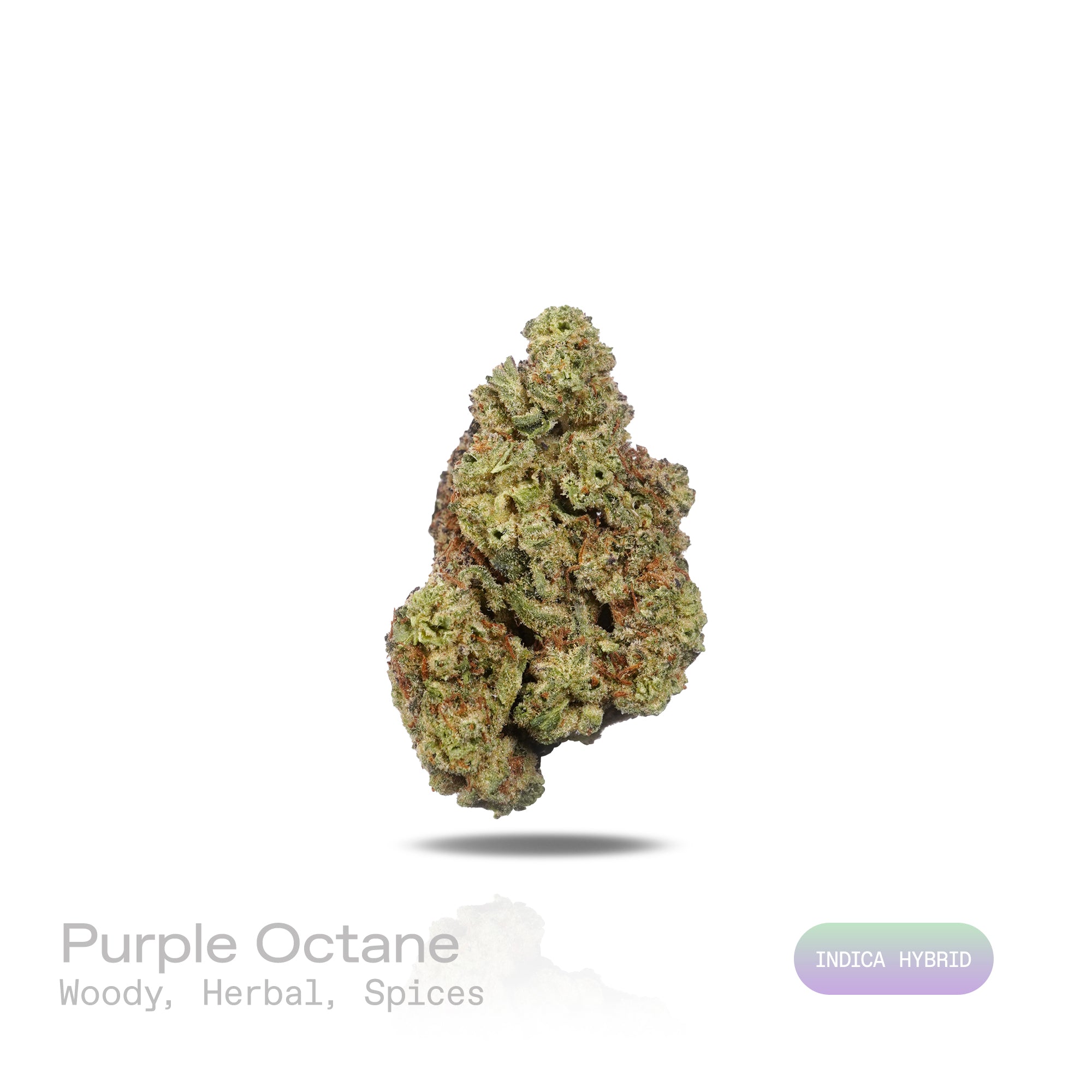 PUFFY Purple Octane is an indica-dominant hybrid THCa strain crafted from the powerhouse fusion of (Biscotti × Sherb BX1) × Jealousy F2. The aroma is a rich, earthy fusion of woody pine, fresh herbal undertones, and warm spicy notes. Visually, dense forest green buds with purple hues and fiery orange pistils are coated in sticky trichomes. The consumers often report an initial euphoric and smooth uplifting onset with a light mental boost and mild focus, gradually transitioning into deep, calming full-body r
