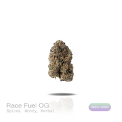 PUFFY Race Fuel OG is an indica-dominant hybrid THCa strain born from the iconic pairing of High Octane OG and Face Off OG. The aroma is a blend of warm spices and earthy woody notes, finishing with a refreshing herbal character. Visually, dense forest green buds with purple hues and fiery orange pistils are coated in sticky trichomes. Consumers often report euphoric, uplifting, and mood-enhancing effects, accompanied by a relaxed and calming experience. 