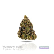 PUFFY Rainbow Belts is an indica-dominant hybrid THCa strain, created from the legendary pairing of ZKZ × Moonbow. The aroma bursts with tropical sweetness, grounded by earthy undertones and accented with a warm, spicy kick. Visually, the buds resemble emerald clouds with violet hints, bright orange pistils, and a sparkling layer of frosty trichomes. Consumers often report an uplifting, euphoric head‑buzz that boosts sociability and giddiness, followed by a gentle, tingling body high that relaxes.