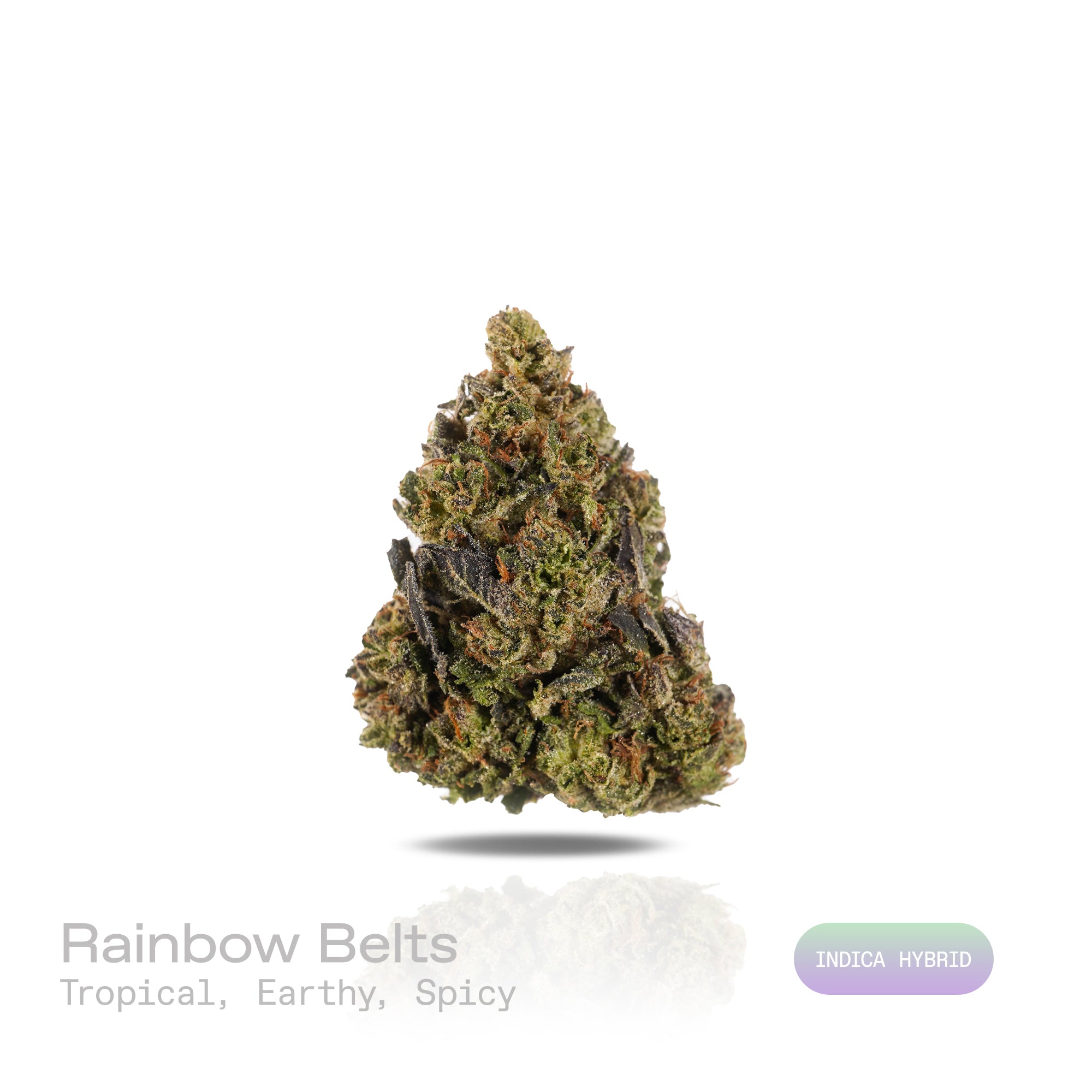 PUFFY Rainbow Belts is an indica-dominant hybrid THCa strain, created from the legendary pairing of ZKZ × Moonbow. The aroma bursts with tropical sweetness, grounded by earthy undertones and accented with a warm, spicy kick. Visually, the buds resemble emerald clouds with violet hints, bright orange pistils, and a sparkling layer of frosty trichomes. Consumers often report an uplifting, euphoric head‑buzz that boosts sociability and giddiness, followed by a gentle, tingling body high that relaxes.