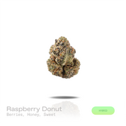 PUFFY Raspberry Donut is a balanced hybrid THCa strain whose genetic lineage remains unconfirmed, as its exact parentage has not been publicly revealed. The aroma opens with ripe berries and rich honey, creating a smooth, inviting fragrance that finishes with a pleasantly sweet note. Visually, dense forest green buds with purple hues and fiery orange pistils are coated in sticky trichomes. Consumers often report a euphoric onset that inspires creativity while gradually settling into a deeply relaxing and ca