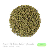 PUFFY Runtz X Alien Mintz (smalls) is a balanced hybrid THCa strain formed by the classic fusion of Runtz and Alien Mintz. The aroma is a captivating blend of sweet candy, pungent gassy notes, and a refreshing hint of mint. Visually, dense forest green buds with purple hues and fiery orange pistils are coated in sticky trichomes. Consumers often report feeling euphoric and happy, paired with a relaxed, talkative energy that uplifts the mood and sparks conversation.