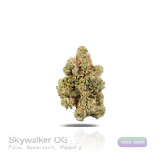 PUFFY Skywalker OG is an indica-dominant hybrid THCa strain, born from the expert cross of Skywalker and OG Kush. The aroma is a refreshing blend of crisp pine, cool spearmint, and subtle peppery undertones, creating a vibrant and invigorating scent experience. Visually, dense green buds with purple hues and fiery orange pistils are coated in sticky trichomes. Consumers often report a deeply relaxing body high accompanied by euphoric yet calm happiness, frequently leading to sleepiness and increased appetit