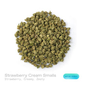 PUFFY Strawberry Cream (smalls) is a sativa-dominant hybrid THCa strain crafted from the powerful cross between Strawberry Cough and The White. Aroma is a luscious blend of ripe strawberry, rich creamy notes, and a zesty twist that awakens the senses. Visually, dense green buds with purple hues and fiery orange pistils are coated in sticky trichomes. Consumers often report an energetic, talkative, and uplifted mood, experiencing clear-headed cerebral stimulation with gentle physical relaxation.