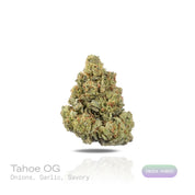 PUFFY Tahoe OG is an indica-dominant hybrid THCa strain, created from the potent pairing of SFV OG Kush and OG Kush. The aroma is a robust blend of pungent onions, sharp garlic, and earthy savory. Visually, dense green buds with hints of purple, bright orange pistils, and a thick coating of sparkling trichomes. Consumers often report euphoric, relaxed, and appetite‑boosting effects, accompanied by a calming body sensation that helps ease tension and promote overall relaxation.