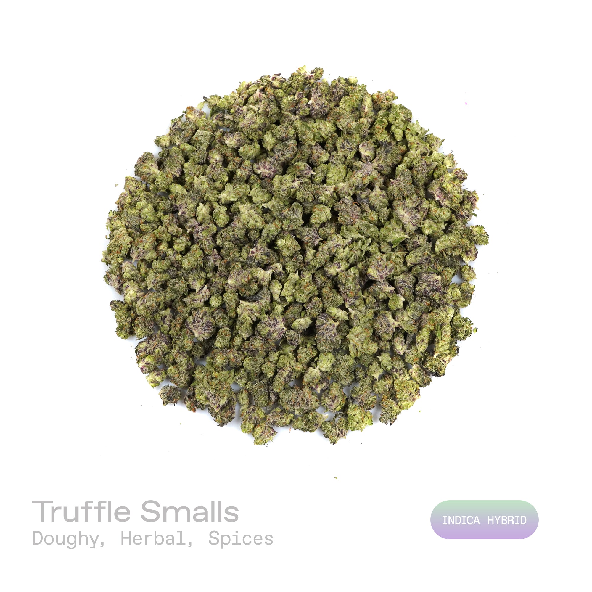 PUFFY Truffle (smalls) is an indica-dominant hybrid THCa strain, expertly crafted from the renowned pairing of Original Z and Cherry Noir. The aroma is a warm, inviting blend of doughy richness, earthy herbal notes, and a subtle hint of aromatic spices. Visually, dense dark green buds with purple hues and fiery orange pistils are coated in sticky trichomes. Consumers often report a euphoric uplift that gently settles into deep relaxation, leaving them calm, sleepy, and fully at ease.