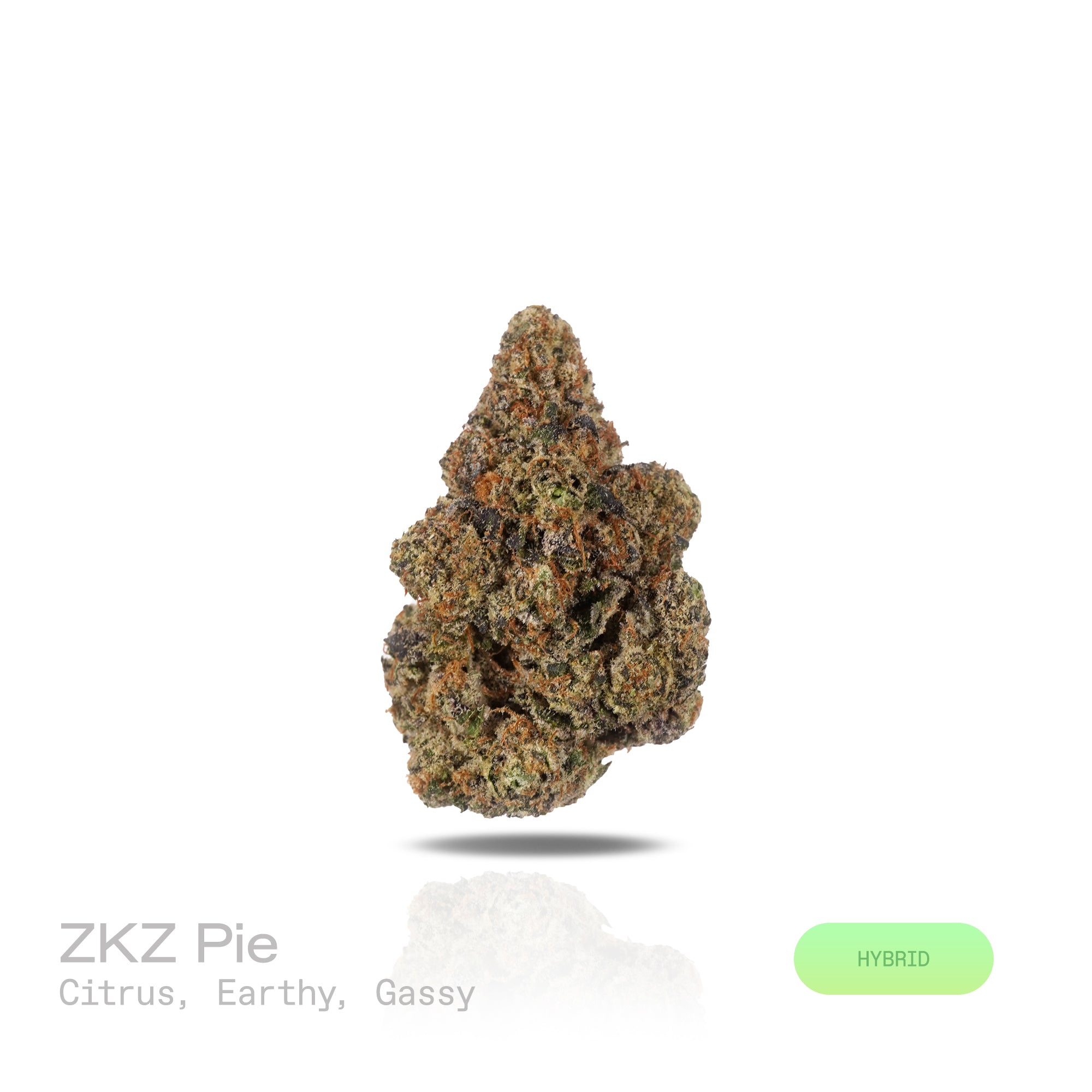 PUFFY ZKZ Pie is a balanced hybrid THCa strain, from the renowned pairing of ZKZ and Georgia Pie. The aroma opens with bright citrus notes layered over a rich earthy base, finished with a bold gassy edge that adds depth and character. Visually, dense green buds with purple hues and fiery orange pistils are coated in sticky trichomes. Consumers often report a bright, uplifting cerebral euphoria that sparks creativity and social energy, followed by a smooth wave of physical relaxation that calms the body.