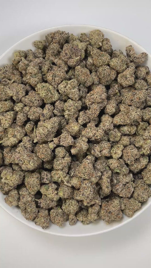 PUFFY Amarena de Limon is a sativa-dominant hybrid THCa strain, born from the legendary cross between Gelato 41 × ZKZ. The aroma bursts with sharp gassy notes, zesty lemon brightness, and a pungent chemical edge for a bold, unforgettable profile. Visually, the buds appear thick and rounded, showcasing dark green tones with flashes of purple, blanketed in shimmering trichomes and highlighted by vibrant orange pistils. Consumers often describe it as delivering a lively, mood-brightening high that boosts creat