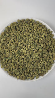 PUFFY 41 Cherries (smalls) is an indica-dominant hybrid THCa strain, expertly crafted from the renowned Gelato #41 and Black Cherry Gelato. The aroma bursts with zesty citrus, tangy sour notes, and a pungent gassy undertone. Visually, dense pine green buds with purple hues and fiery orange pistils are coated in sticky trichomes. Consumers often report a gradually building high that begins with euphoric, uplifting sensations and transitions into deep body relaxation.
