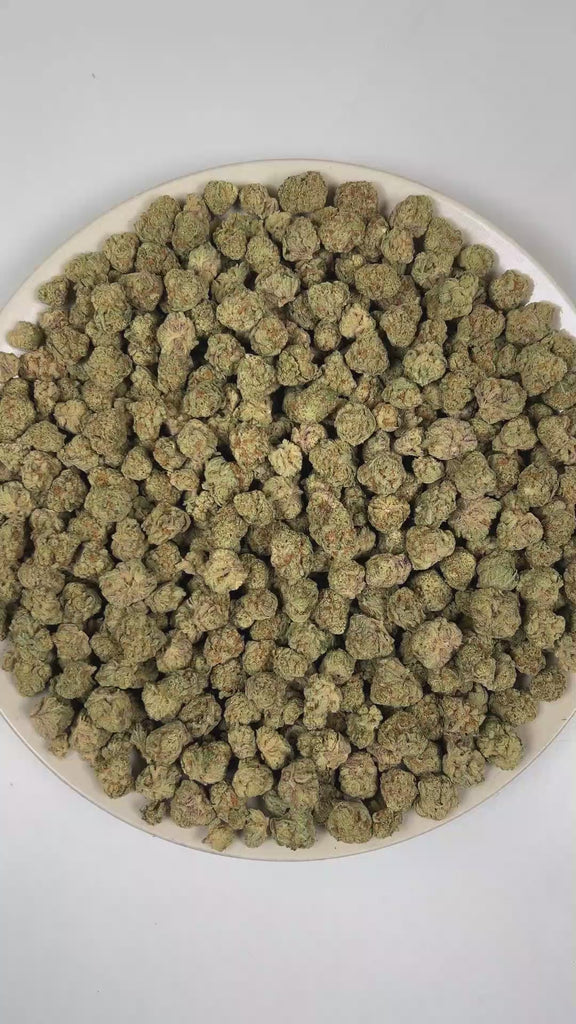 PUFFY Guava Punch (smalls) is an indica-dominant THCa strain created from the exotic blend of Double Guava and Nancy Marie Punch. The aroma unfolds with lush, ripe mango sweetness, tropical guava richness, and bright, juicy pineapple notes. Visually, dense forest green buds with purple hues and fiery orange pistils are coated in sticky trichomes. Consumers often report a euphoric, relaxed body high along with heightened positivity, reduced tension, and an enhanced appetite. 