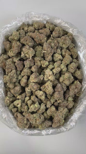 PUFFY Peanut Butter Punch is a potent indica-dominant hybrid THCa strain, born from the flavorful union of Dosidos and Purple Punch 2.0. Its aroma is a vibrant blend of tropical fruit and citrus, layered with sharp, chemical-like undertones. This strain delights the senses with a sweet yet savory flavor profile that blends rich, creamy peanut butter with subtle earthy herbal undertones. Visually, the buds are striking, dense, frosty, and colorful adorned with vibrant orange pistils that hint at its potency.