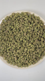 PUFFY Runtz X Alien Mintz (smalls) is a balanced hybrid THCa strain formed by the classic fusion of Runtz and Alien Mintz. The aroma is a captivating blend of sweet candy, pungent gassy notes, and a refreshing hint of mint. Visually, dense forest green buds with purple hues and fiery orange pistils are coated in sticky trichomes. Consumers often report feeling euphoric and happy, paired with a relaxed, talkative energy that uplifts the mood and sparks conversation.