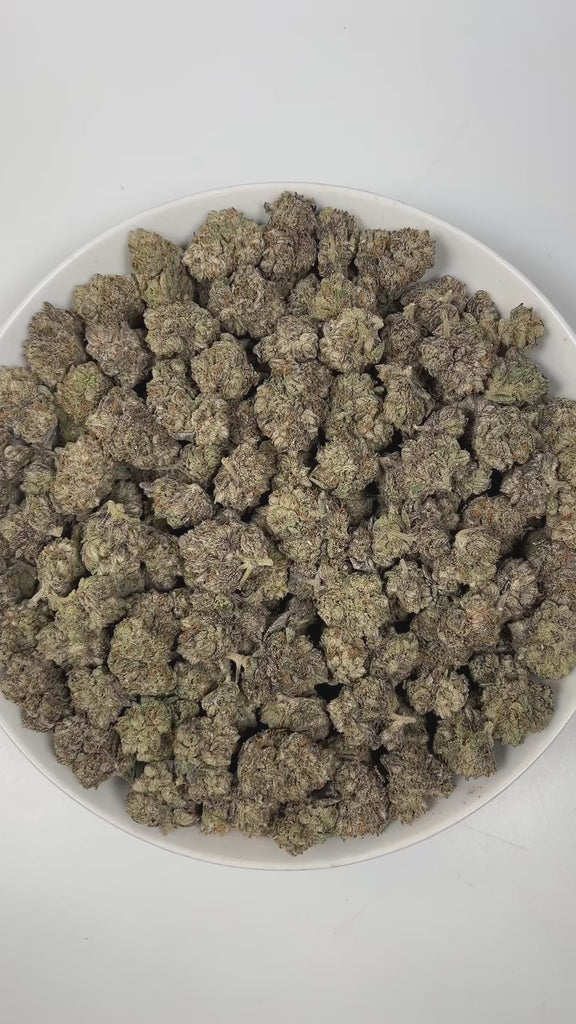 PUFFY Grape Gelato is an indica-dominant hybrid THCa strain, born from the renowned fusion of Grape Kush and Gelato #33. The aroma is a delightful blend of sweet grape, juicy tropical fruits, and a playful candy-like essence that instantly entices the senses. Visually, dense green buds with purple hues and fiery orange pistils are coated in sticky trichomes. Consumers often report a euphoric, energetic, and happy high that encourages lighthearted conversation and social ease while delivering a relaxing, moo
