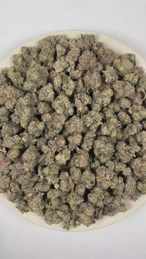 PUFFY Pop Rocks is an indica-dominant THCa strain, a vibrant cross between LA Pop Rocks and Magic Marker. The aroma is a bold blend of pungent fuel notes layered with bright citrus undertones. Visually, dense green buds with purple hues and fiery orange pistils are coated in sticky trichomes. Consumers often report a soothing body high paired with mood enhancement, including feelings of happiness, calm, and mild euphoria, making it ideal for unwinding after a long day. 