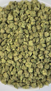 PUFFY Pablo’s Revenge (smalls) is a balanced hybrid THCa strain, crafted from a potent genetic cross between Animal Mints and Sherb Cake. Aroma is a rich blend of sweet and gassy notes, layered with bright lemon zest and a burst of ripe, fruity undertones. Visually striking, with dense, frosty buds showcasing a vivid tapestry of deep purples, lush greens, and fiery orange hairs, all glistening under a heavy coat of resin-rich trichomes. Consumers often report a layered experience, beginning with a euphoric 