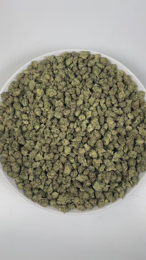 PUFFY Ice Cream Cookies (smalls) is an indica-dominant hybrid THCa strain, created from the flavorful cross of Gelato 33 and Wedding Cake. The aroma unfolds with a creamy richness, layered with warm, nutty undertones and delicate floral hints that linger invitingly. Visually dense and frosty buds, vibrant forest green with deep purple hues and orange pistils, coated in thick white trichomes. Consumers often describe the experience as an uplifting cerebral euphoria that boosts mood and creativity, followed b