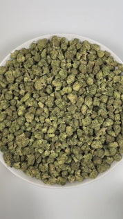 PUFFY Jokerz Candy (smalls) is an indica-dominant hybrid THCa strain, born from the flavorful cross between Gummiez and Grape Gasoline. The aroma bursts with bold grape notes layered over a gassy kick and a fresh, piney finish. Visually, the dense buds display forest-green tones with deep purple hues, vibrant orange pistils, and a frosty trichome coating. Consumers often describe the effects as euphoric and uplifting, promoting happiness and mental clarity, followed by a wave of deep relaxation.