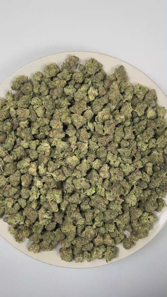 PUFFY Strawberry Biscotti (smalls) is a balanced hybrid THCa strain crafted through the masterful blend of Strawberry Kush and Biscotti Sundae. The aroma opens with the sweet, juicy scent of ripe strawberries, layered with smooth, creamy undertones and finished by a rich, freshly baked doughy warmth. Visually, dense forest green buds with purple hues and fiery orange pistils are coated in sticky trichomes. Consumers often report an uplifting sense of euphoria that sparks creativity and mental clarity before